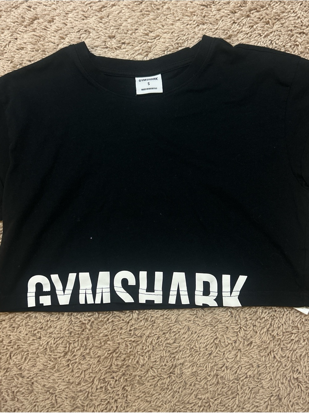 Gymshark Black Cropped Logo Tee with White Print